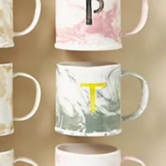 Anthropologie Marbled Monogram "Letter T" Mug - Picture 5 of 5
